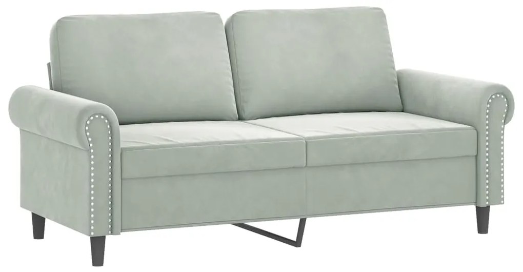 2 pcs conjunto de sofás com almofadões veludo cinzento-claro