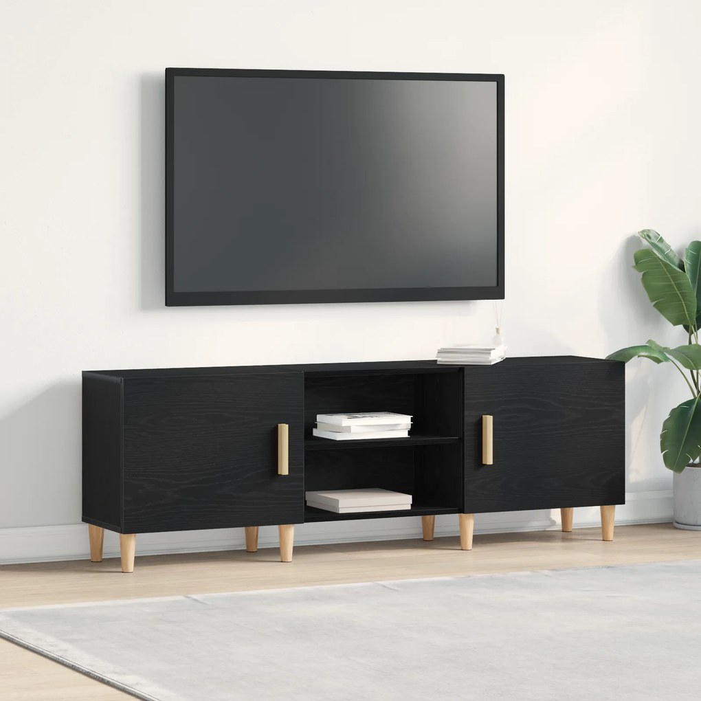Suporte para TV vidaXL - Carvalho Preto, 150x30x50 cm, Feito de Madeira de Engenharia