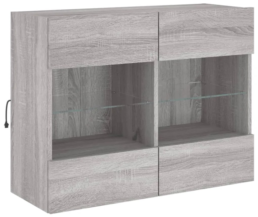 Móvel de parede p/ TV c/ luzes LED 78,5x30x60,5 cm cinza sonoma