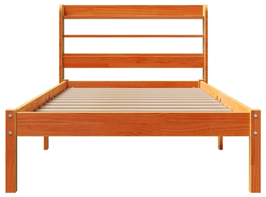 Estrutura cama c/ cabeceira 90x190 cm pinho maciço castanho-mel