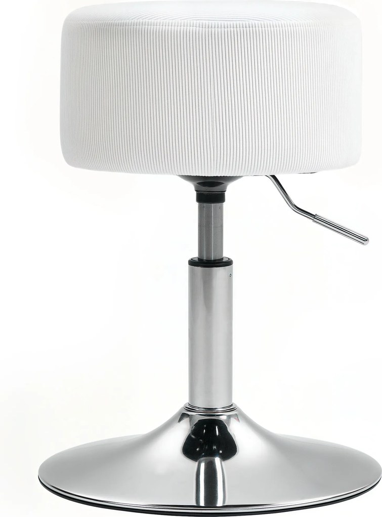 Banco de toucadou ou cozinha Ajustável em Altura 52-66 cm Estofado em Veludo Giratória a 360° Branco