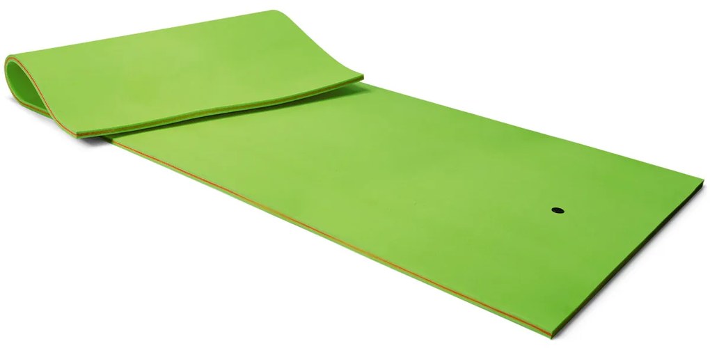 Tapete água flutuante resistente a rasgos de espuma XPE de 3 camadas para relaxamento piscina, rio, praia 355 x 183 x 3,5 cm Verde