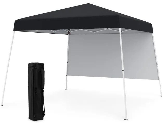 Tenda dobrável de 8 x 8 pés com 1 parede lateral e mochila portátil - cinza