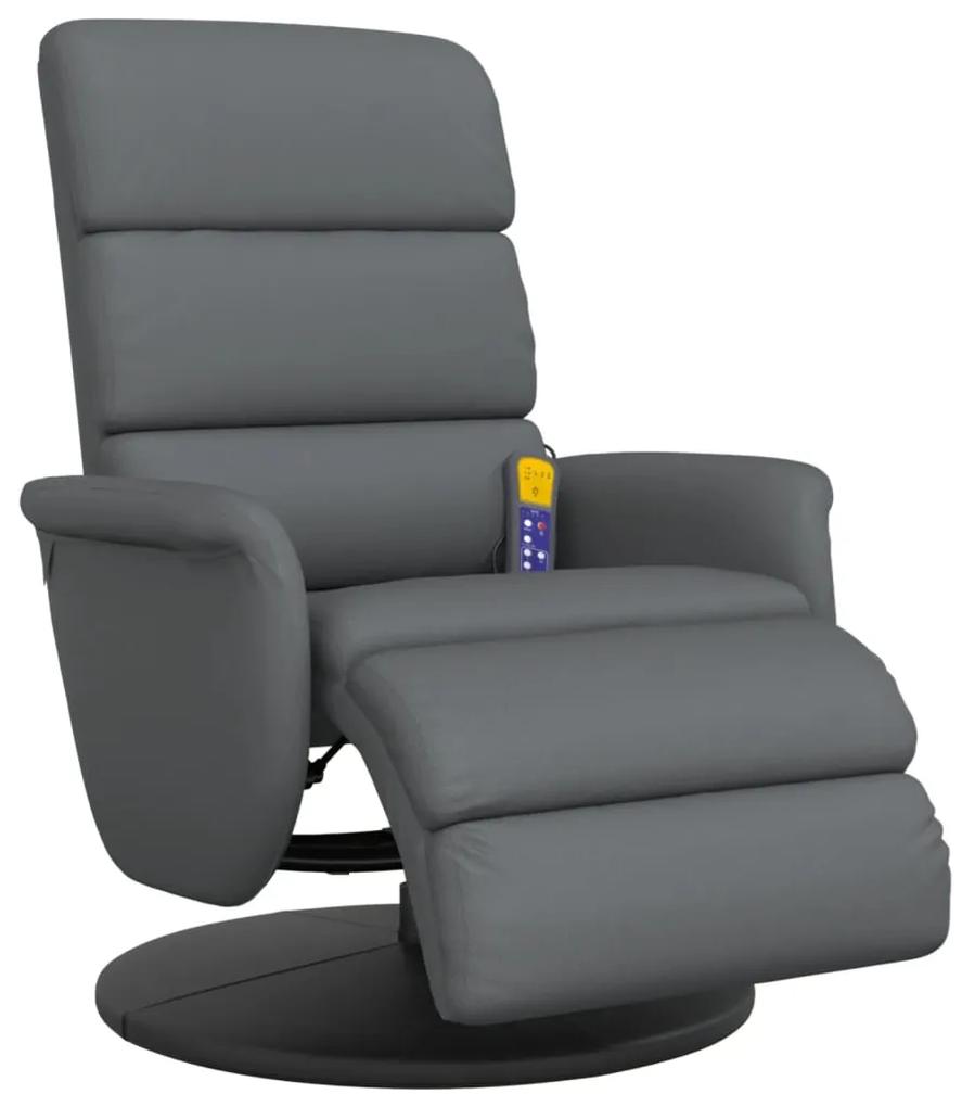 Cadeira massagens reclinável c/apoio pés couro artificial cinza