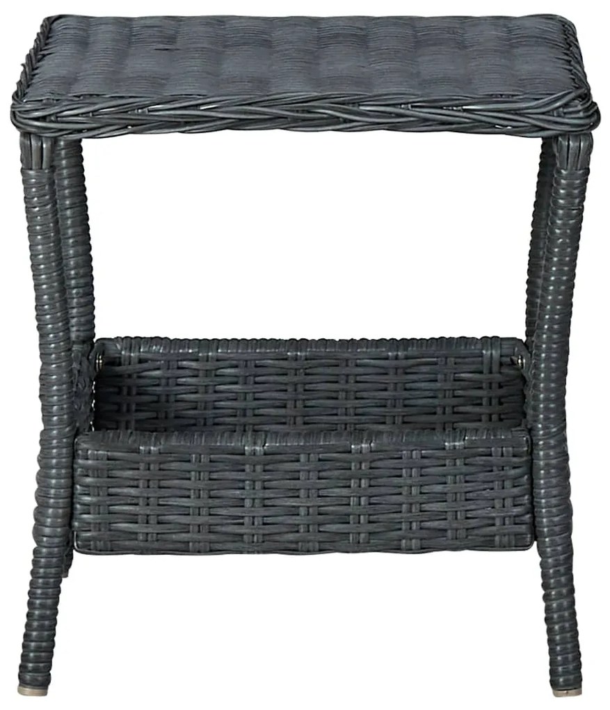 3 pcs conj. lounge jardim c/ almofadões vime PE cinzento-escuro