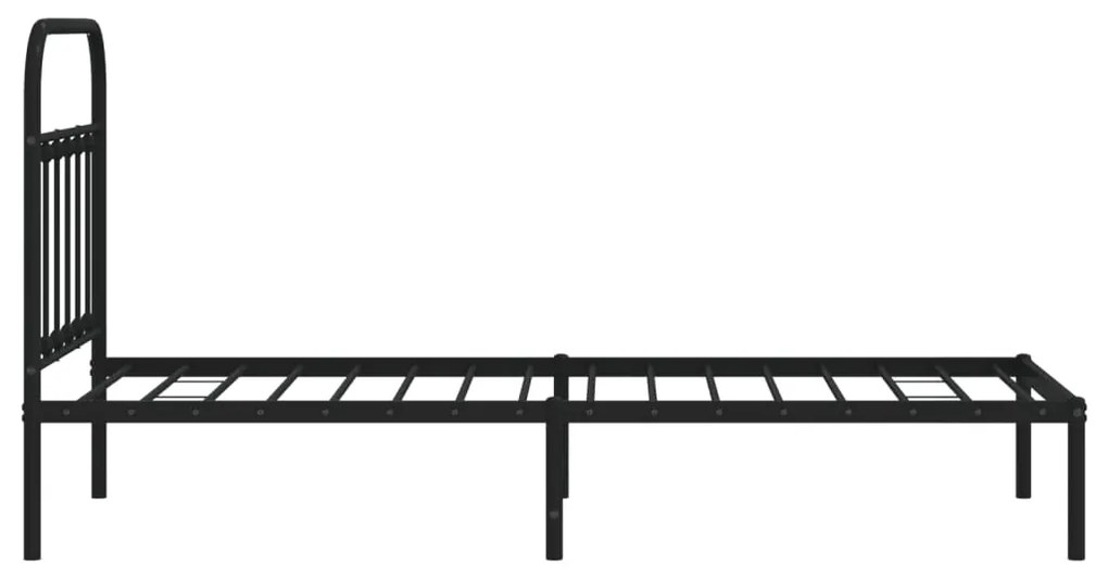 Estrutura de cama com cabeceira 90x200 cm metal preto