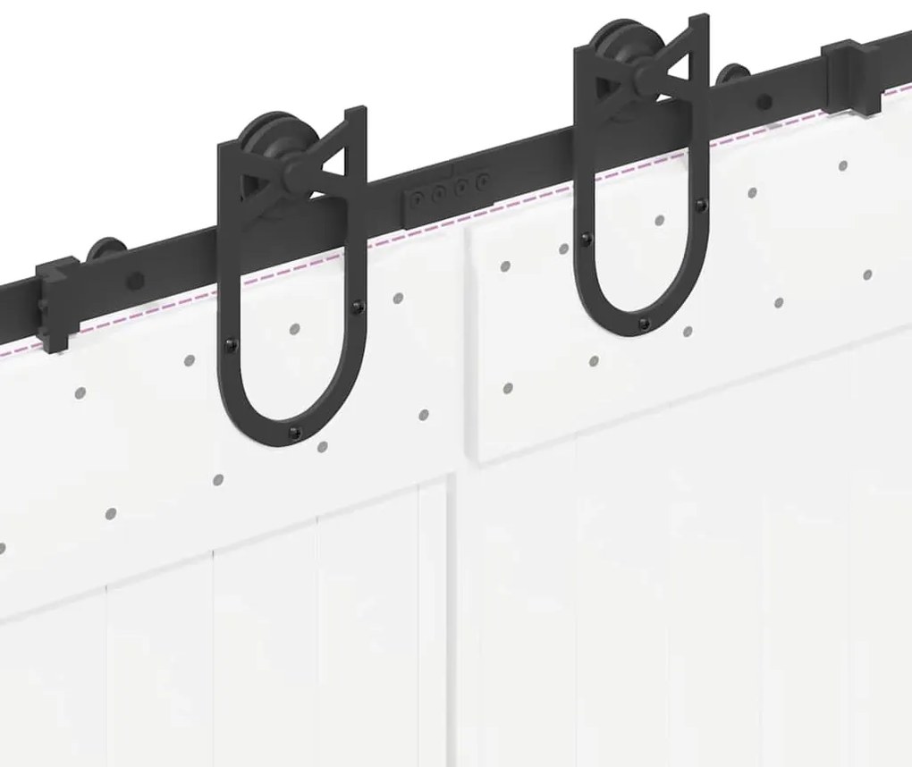 Kit de ferragens para porta deslizante 366 cm aço preto