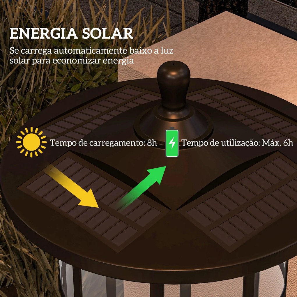 Conjunto de 2 Candeeiros Solares para Exterior – 23,5x23,5x184 cm – Es