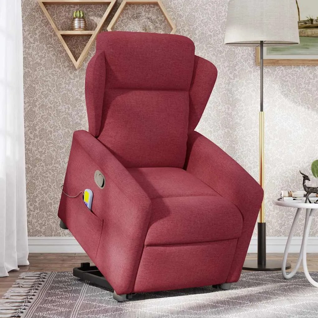 Poltrona de massagens reclin. elevatória tecido vermelho tinto