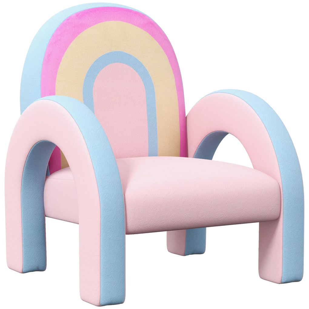 ZONEKIZ Poltrona para Crianças Pequenas em Forma de Arco Íris para Crianças de 1,5 a 5 Anos para Dormitório kg 43x41x51 cm Rosa | Aosom Portugal