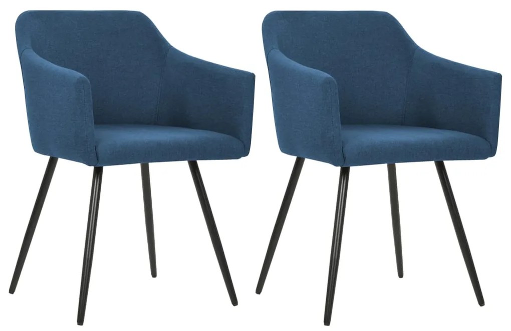vidaXL Cadeiras de jantar 2 pcs tecido azul