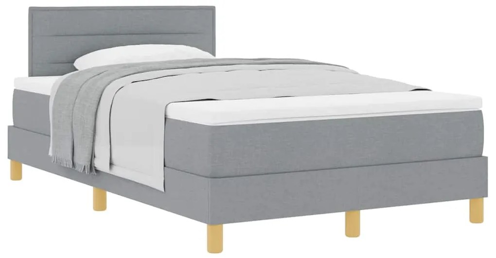 Cama Box Spring com Colchão Cinza Claro 120x200 cm Tecido