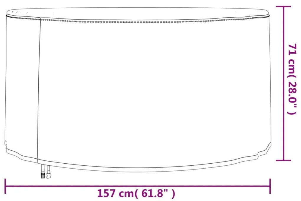 Capa para mobiliário de jardim Ø 157x71 cm 420D oxford preto