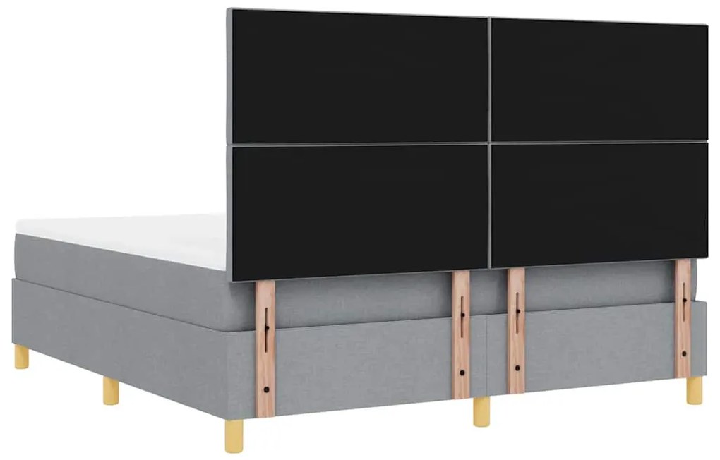 Cama Box Spring com Colchão e LED Cinza Claro 180x200 cm Tecido