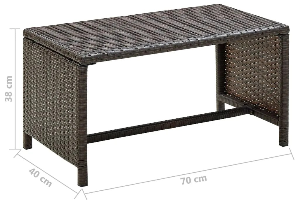 Mesa de centro 70x40x38 cm vime PE castanho