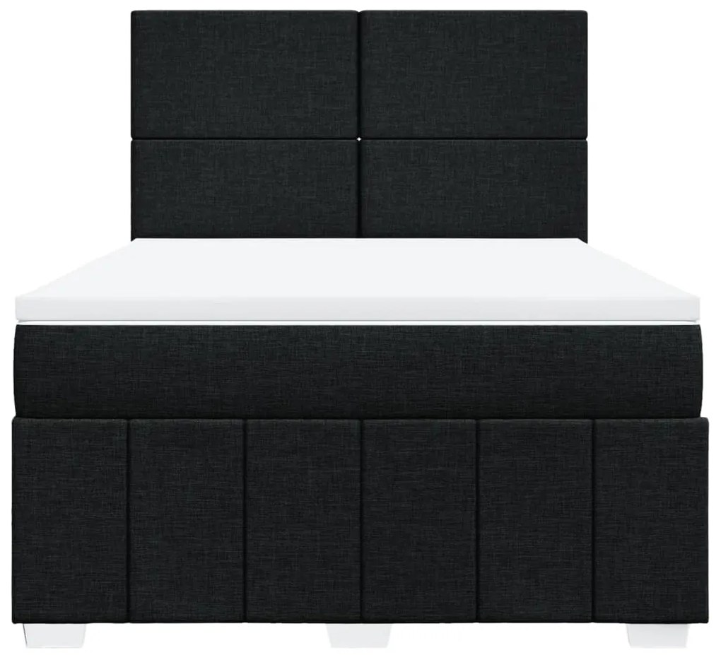 Cama com molas/colchão 160x200 cm tecido preto