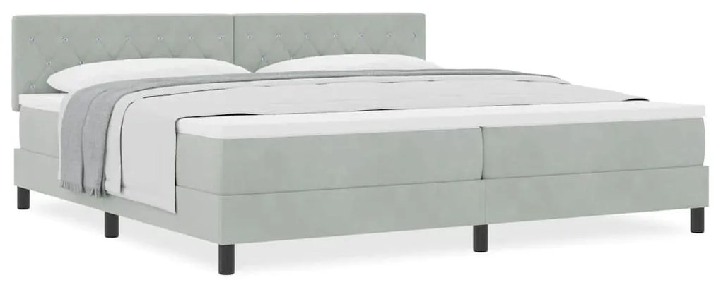 Cama Box Spring vidaXL com Colchão Cinza Claro 200x200 cm Veludo