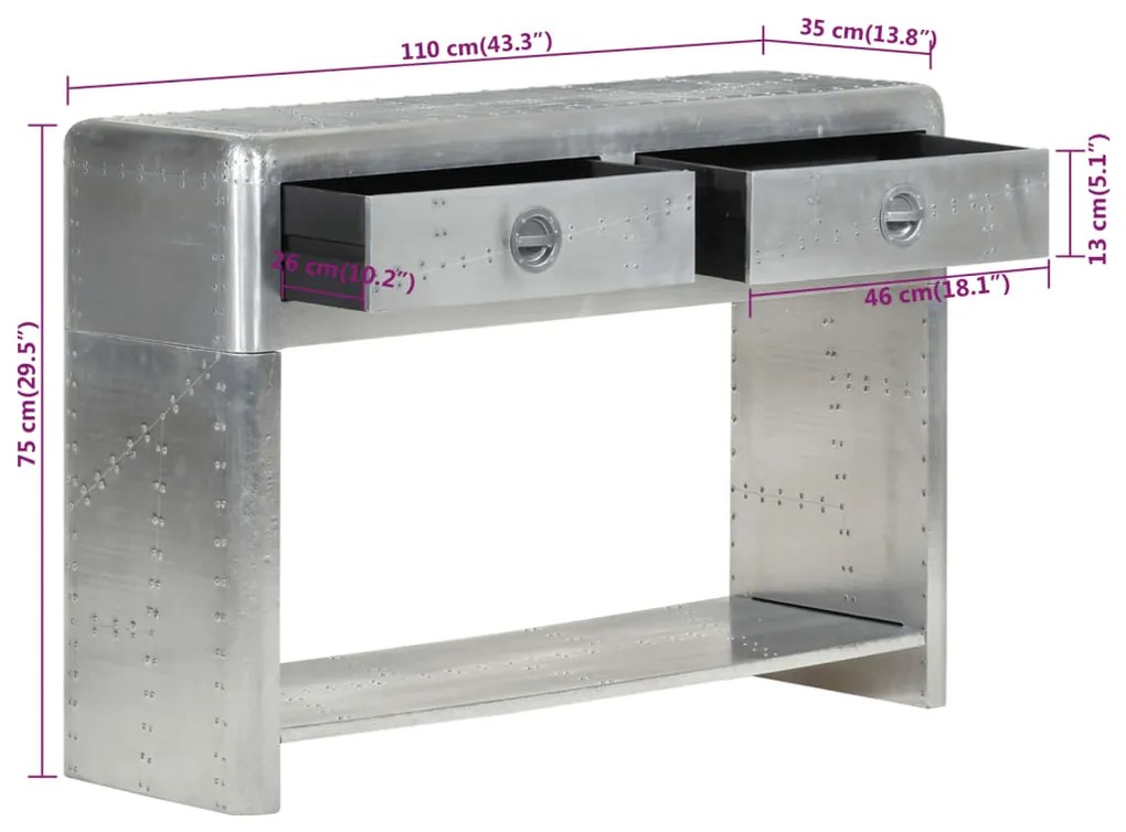 Aparador estilo aviador 110x35x75 cm metal