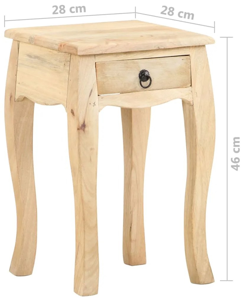 Mesa de cabeceira 28x28x46 cm madeira de mangueira maciça