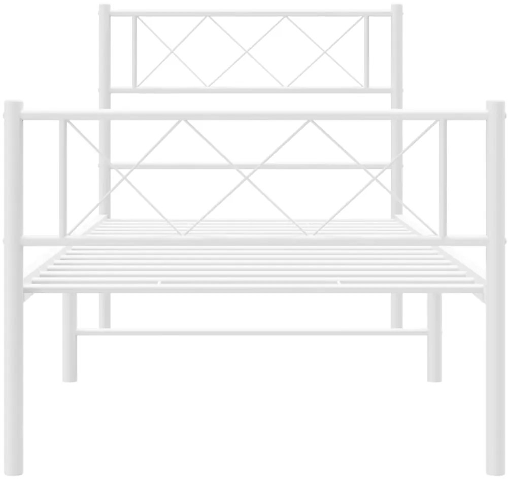 Estrutura de cama com cabeceira e pés 107x203 cm metal branco