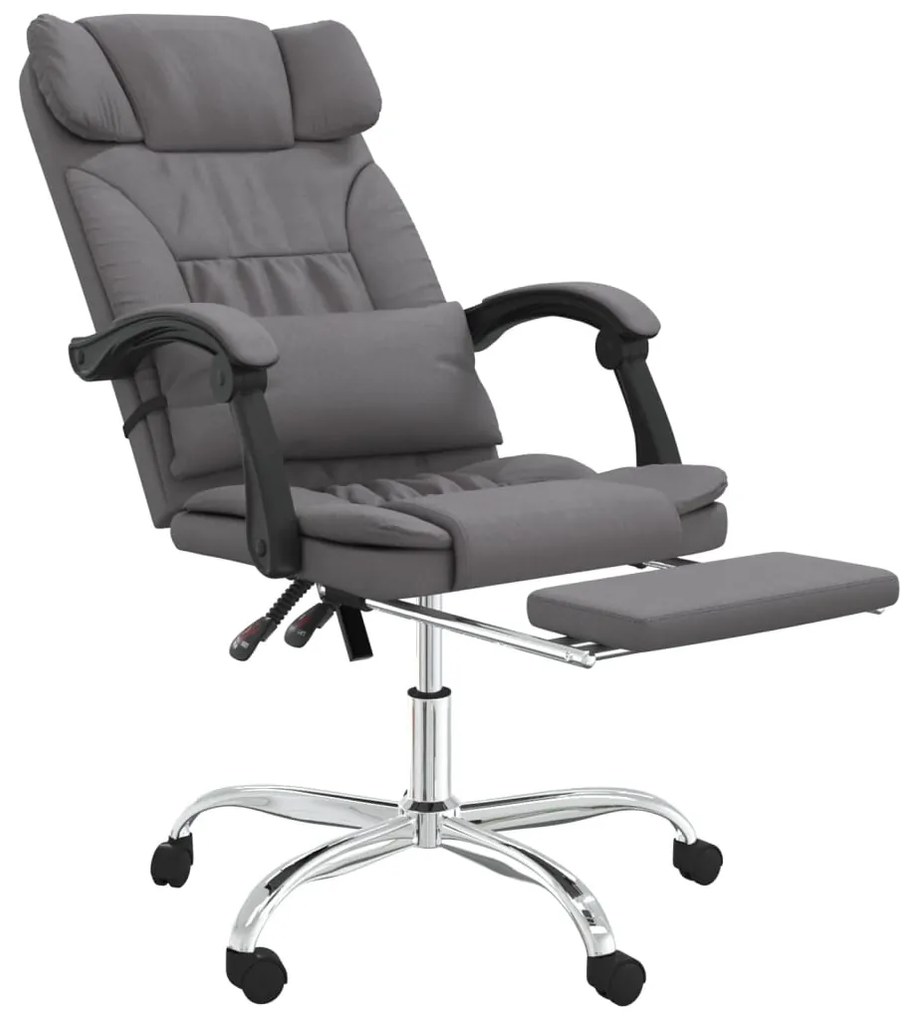 Cadeira massagens escritório reclinável couro artificial cinza