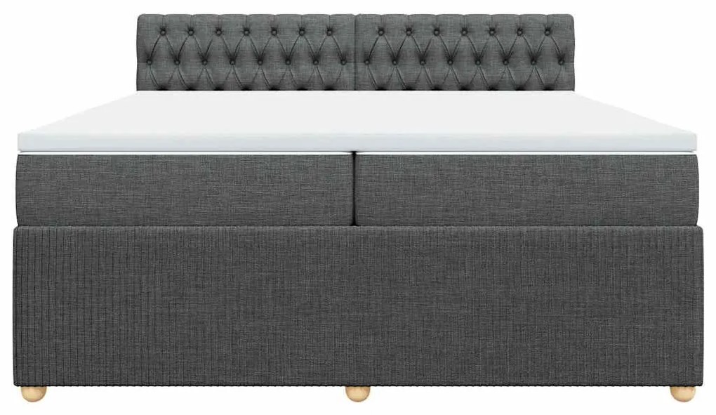 Cama com molas/colchão 200x200 cm tecido cinzento-escuro