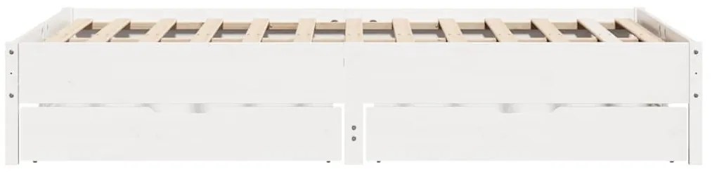 Cama sem colchão 140x190 cm madeira de pinho maciça branco