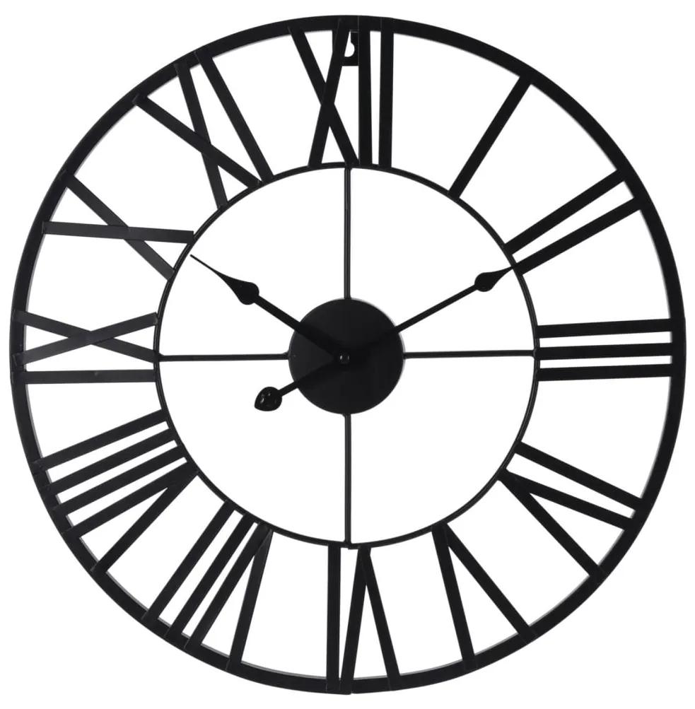 H&S Collection Relógio de parede numeração romana preto