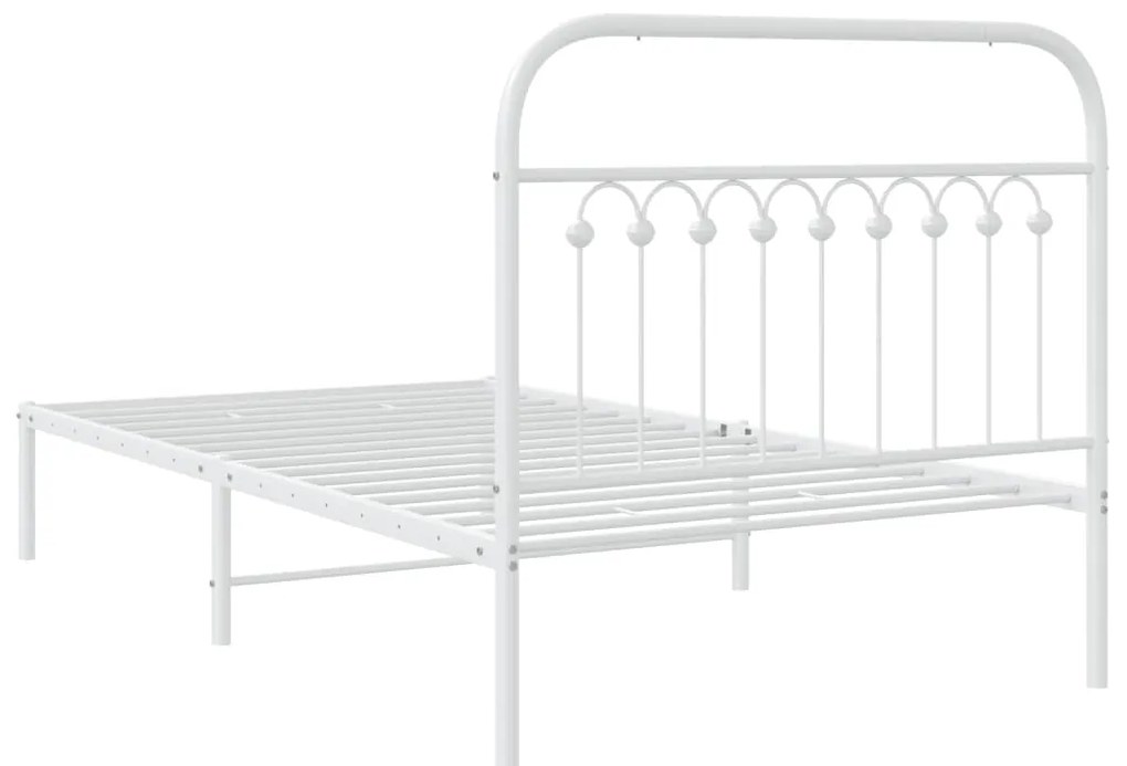 Estrutura de cama com cabeceira 100x190 cm metal branco