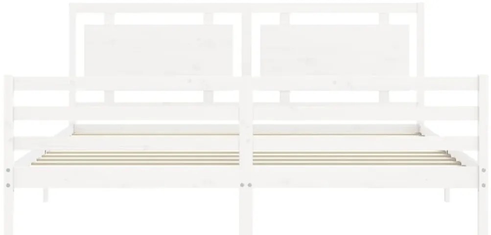Estrutura de cama com cabeceira 200x200cm madeira maciça branco