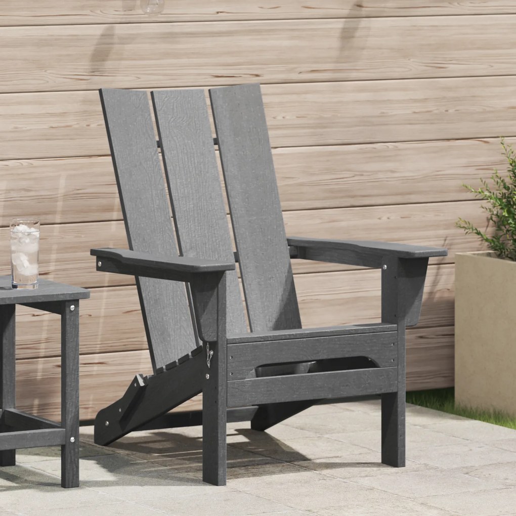 vidaXL Cadeira Adirondack Dobrável Cinzento-claro 74,5x80,5x90 cm HDPE