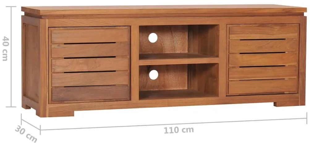 Móvel de TV 110x30x40 cm madeira de teca maciça