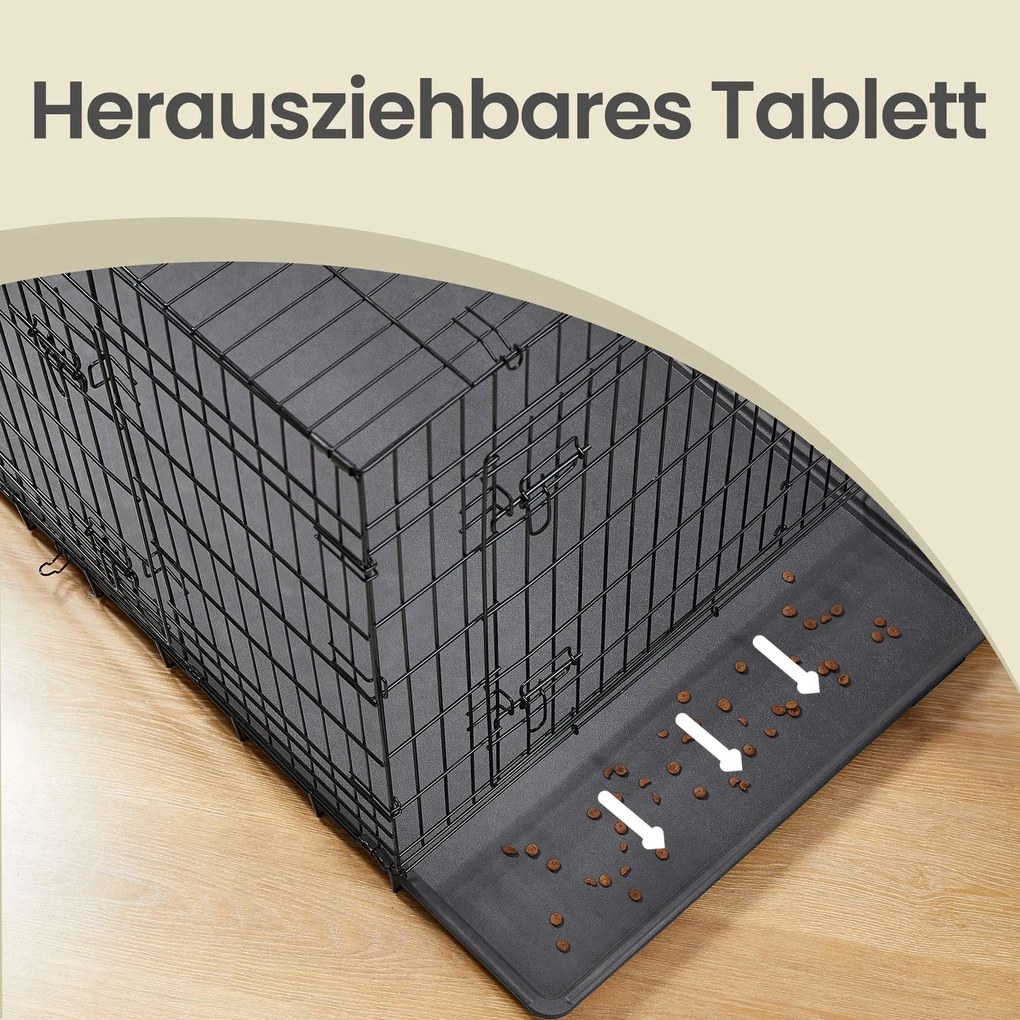 Gaiola para cães, transportadora dobrável, com 2 portas 136 x 79 x 87 cm Preto
