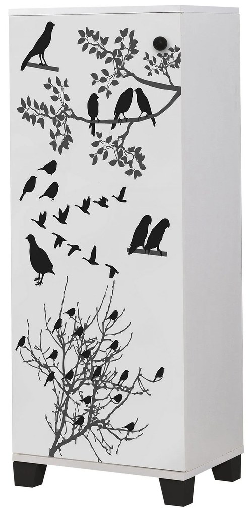 Armário de Sapatos Filinta – Branco/Preto – 50x127x38 cm
