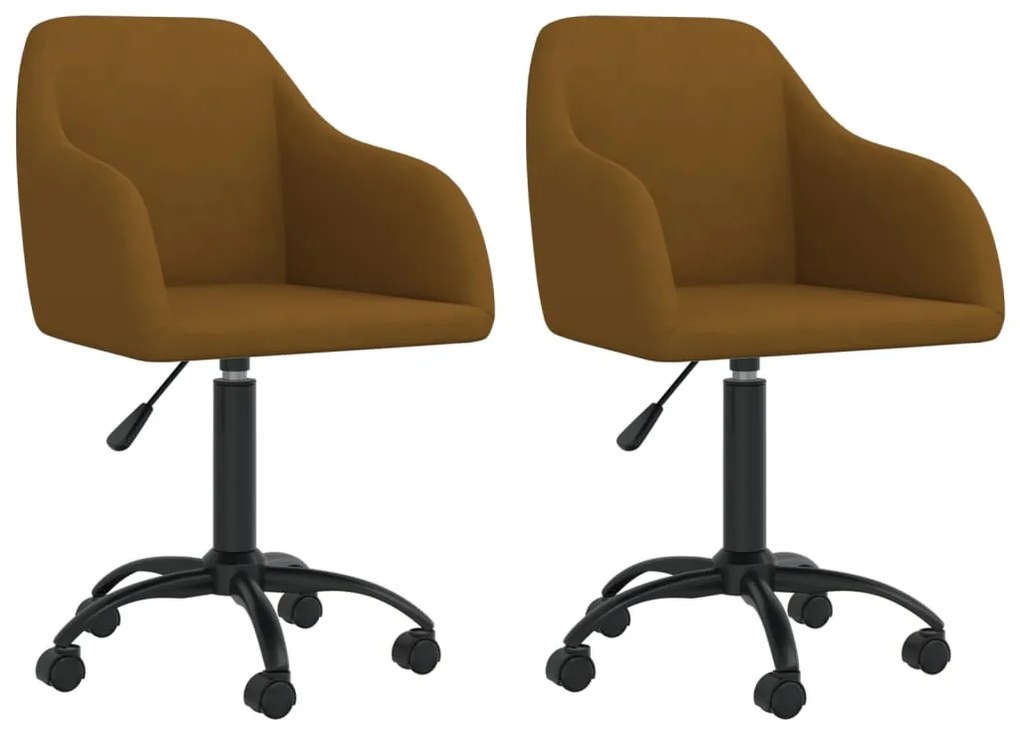 vidaXL Cadeiras de jantar giratórias 2 pcs veludo castanho