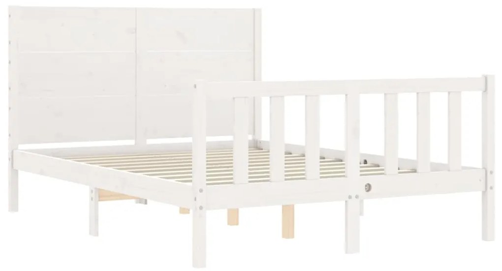 Estrutura de cama com cabeceira 140x190cm madeira maciça branco