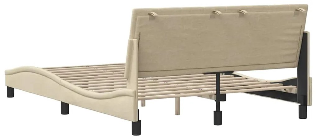 Estrutura de cama sem colchão 140x190 cm tecido cor creme