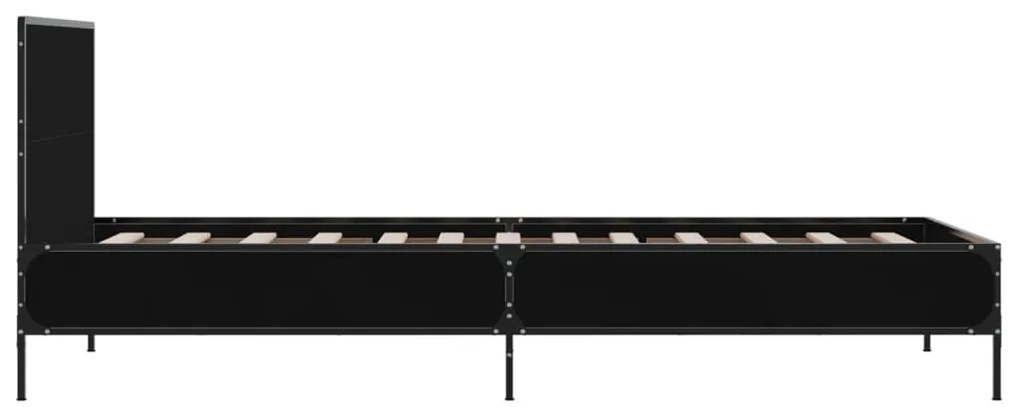 Estrutura de cama 75x190 cm derivados de madeira e metal preto