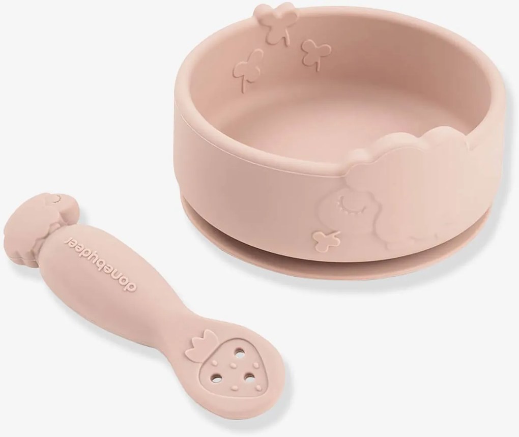 Conjunto de primeira refeição com ventosa rosa