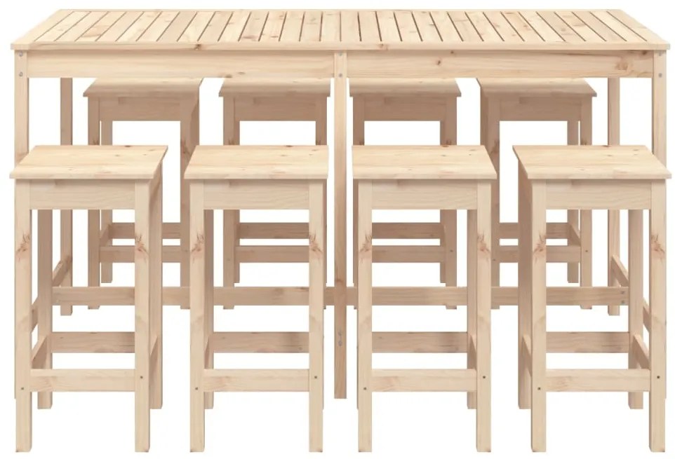 9 pcs conjunto de bar para jardim pinho maciço