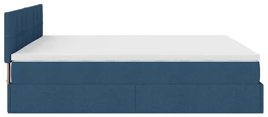 Estrutura de cama otomana com colchão 160x200 cm tecido azul