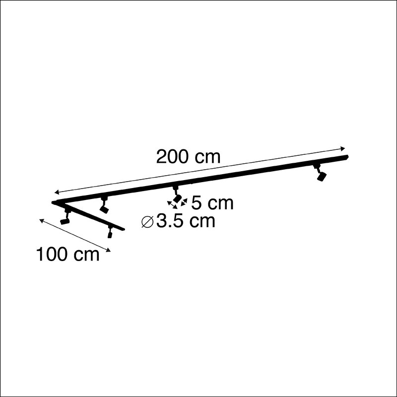Sistema de calhas de iluminação inteligente preto monofásico com 5 luzes incluindo Wifi GU10 - Iconic Jeany