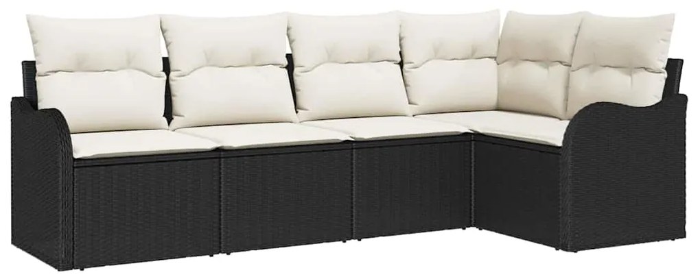Conjunto de Sofás de Jardim vidaXL 5 Peças com Almofadas Preto Rattan
