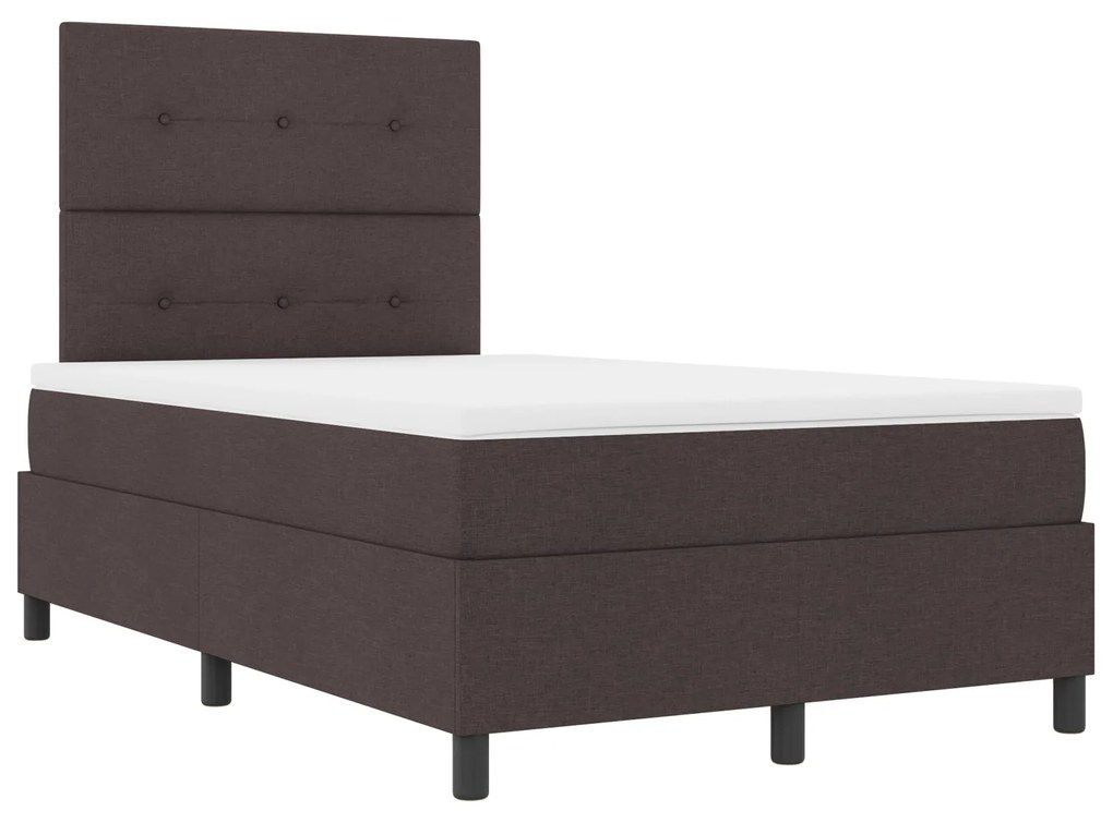 Cama Box Spring com Colchão Castanho Escuro 120x200 cm Tecido