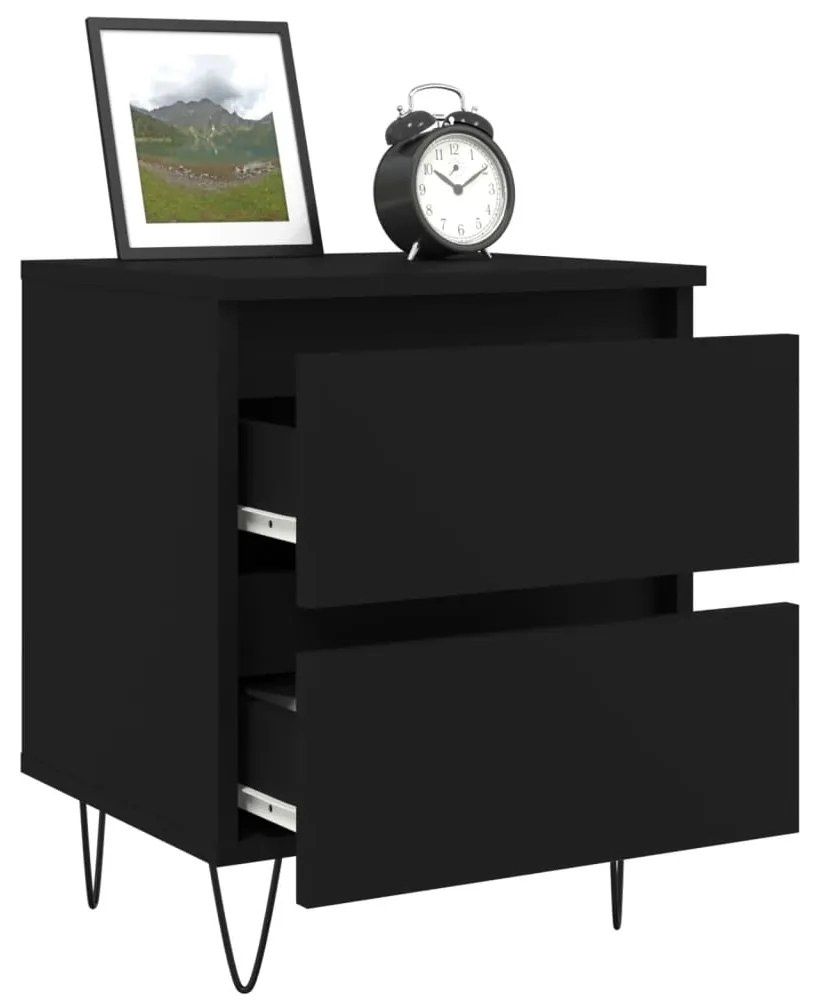 Mesa de cabeceira 40x35x50 cm derivados de madeira preto