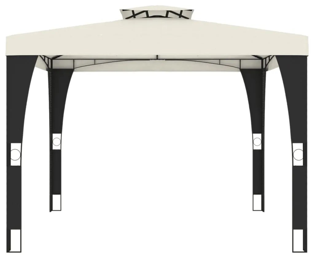 Gazebo com telhado duplo 2,98x2,98 m aço creme