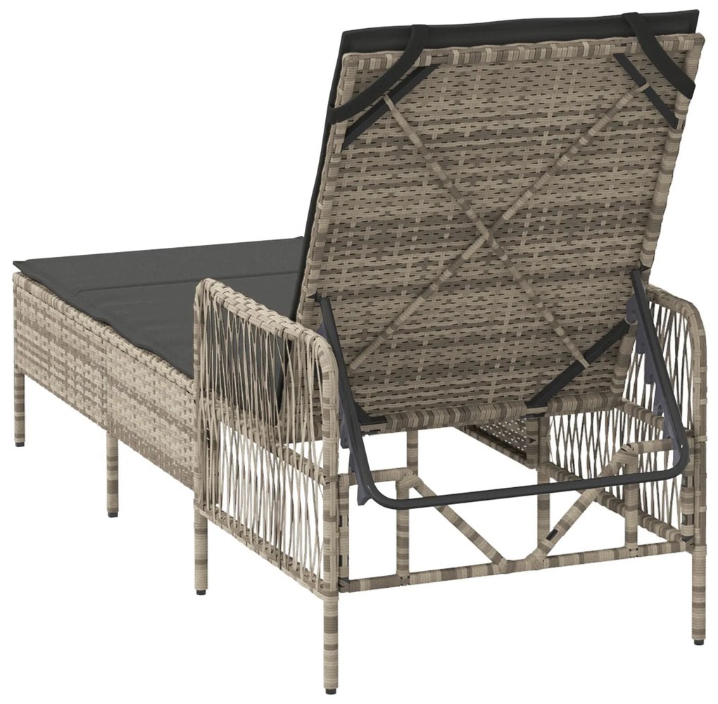 Espreguiçadeira Cinza claro Rattan PE 157 x 55 x 92 cm Dobrável