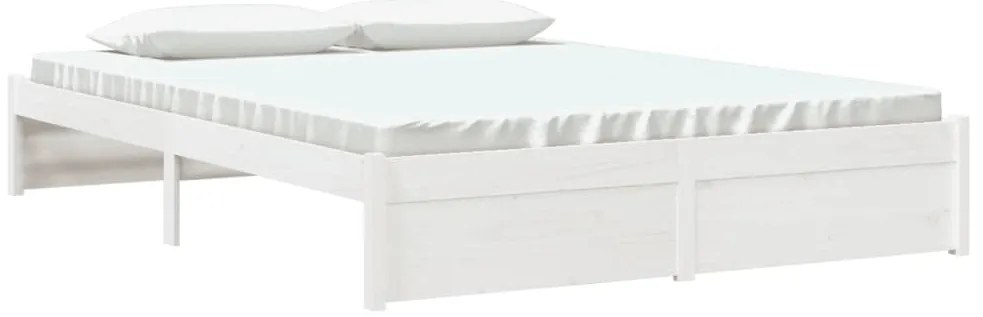 Estrutura de cama king 150x200 cm madeira maciça branco