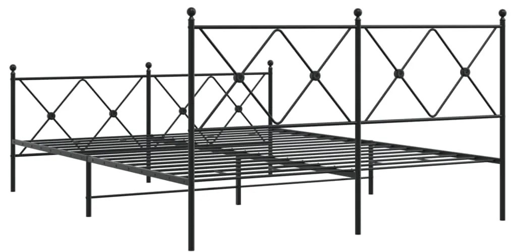 Estrutura de cama com cabeceira e pés 150x200 cm metal preto