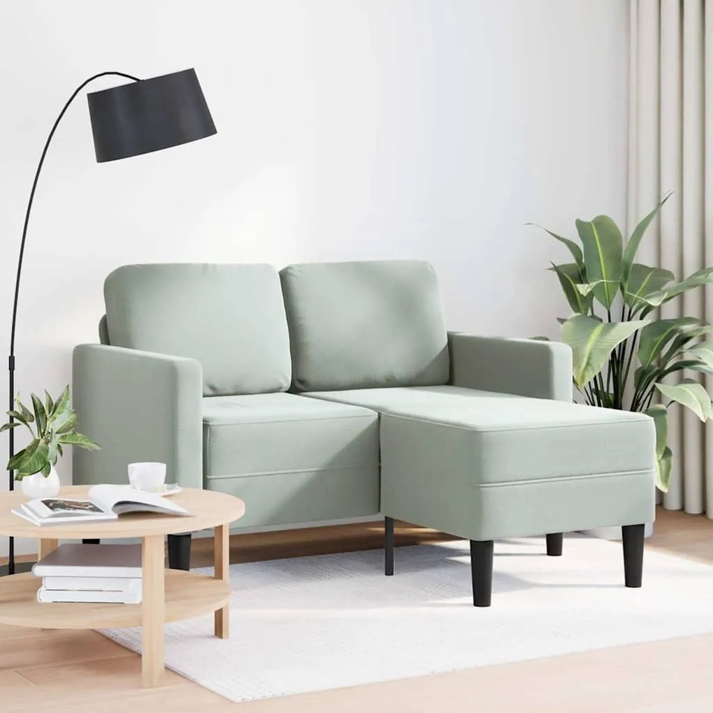 Sofá 2 lugares com Chaise em L 125 cm veludo cinzento-claro